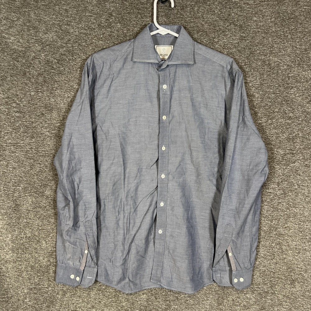 Todd Snyder Dress Shirt Mens 15.5 34/35 Blue Solid Regular Chambray Cotton LS
